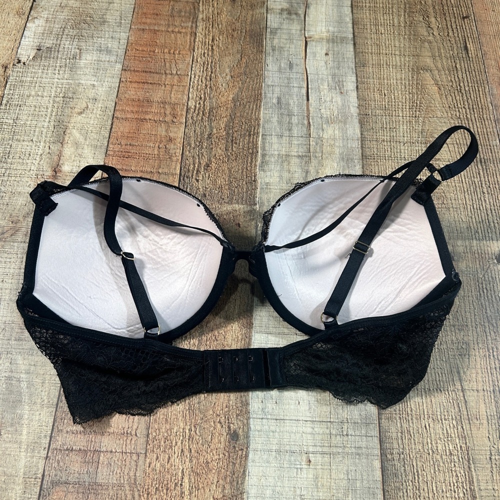 Victoria's Secret Black Lace Mesh Very Sexy Push-Up Underwire Bra 36D - Picture 4 of 7